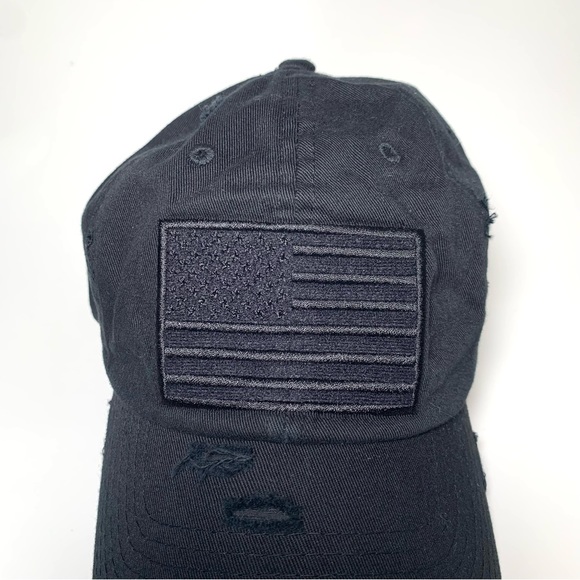KBETHOS Black Distressed Baseball Cap with USA Flag Adjustable Strap Unisex - Picture 3 of 15